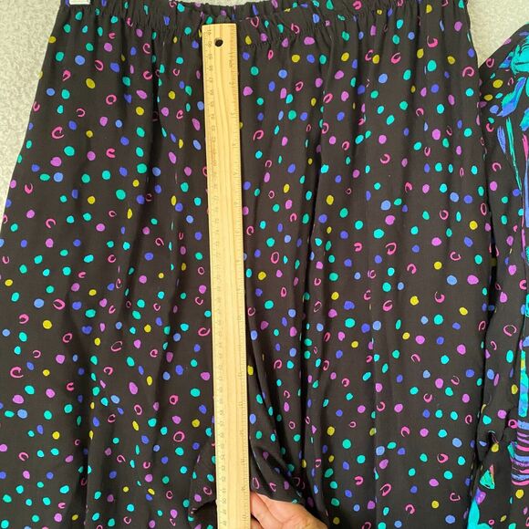 VTG 90s L.Lawrence 100% Rayon 2 Piece Set Suit Wide Leg Pants Blouse 2X Multi - Picture 10 of 12